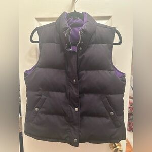 Lauren Ralph Lauren Black & Purple Reversible Puffer Vest with Pockets. Size M